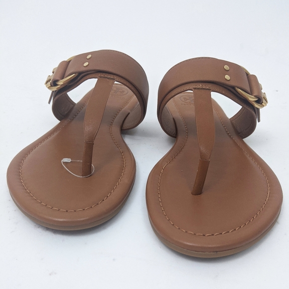 Tory Burch Marsden Leather Logo Thong Sandal Brown - Picture 7 of 9